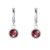 18K White Gold Plated Ruby Crystal Hoop Earrings Embellished with Premium Grade Austrian Crystals