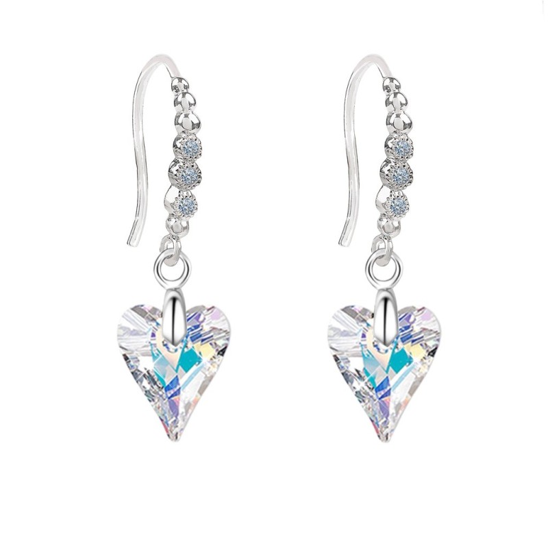 Limited Edition 18K White Gold Plated Luxurious Crystal AB Wild Heart Crystal Earrings Embellished with Austrian Crystal