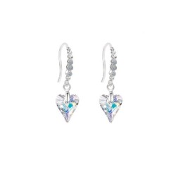 Limited Edition 18K White Gold Plated Luxurious Crystal AB Wild Heart Crystal Earrings Embellished with Austrian Crystal