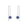 White Gold Plated September Birthpearl Dark Lapis Blue Crystal Pearl Thread Dangling Earrings