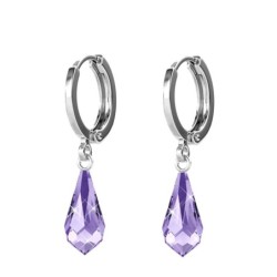 Tanzanite Crystal Teardrop Hoop Earrings Embellished with Premium Grade Austrian Crystals