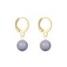 Gold Plated Premium Steel Paradise Shine 8mm Austria Globe Pendant With Mauve Crystal Pearl Hoop Earrings Set