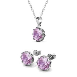 June Birthstone Light Amethyst 925 Sterling Silver Jewellery Set Embellished with Premium Grade Austrian Crystals