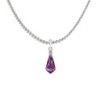 18k White Gold Plated Amethyst Crystal Teardrop Pendant Ball Chain Necklace Embellished with Austrian Crystal