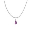 18k White Gold Plated Amethyst Crystal Teardrop Pendant Ball Chain Necklace Embellished with Austrian Crystal