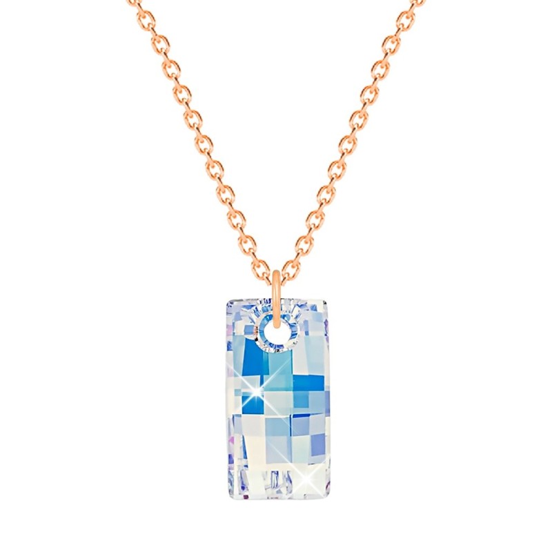 Rose Gold Plated Premium Steel Crystal AB Urban Pendant Necklace Embellished with Premium Grade Austrian Crystal