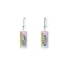 Limited Edition Elegant White Gold Plated Crystal Aurora Borealis Growing Crystal Rectangle Premium Earrings