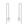 White Gold Plated AB Teardrop Crystal Thread Dangling Earrings Embellished with Premium Grade Austrian Crystals