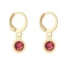 18K Gold Plated Ruby Crystal Slim Hoop Earrings Embellished with Premium Grade Austrian Crystals (Made In Japan)