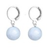 Premium Steel Hoop Natural 12mm Aquamarine Crystal Earrings