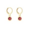 18K Gold Plated Ruby Crystal Slim Hoop Earrings Embellished with Premium Grade Austrian Crystals (Made In Japan)