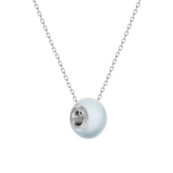 Crystal BeCharmed Pearl Pastel Blue Steel Necklace Embellished with Premium Grade Austrian Crystal Pearl