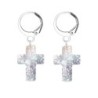 Premium Stainless Steel Hoop White Patina Trendy Cross Crystal Earrings (Made In Japan)