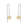 White Gold Plated Hexagon Star Crystal Golden Shadow Thread Dangling Earrings ( Made In Japan )