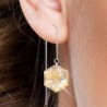 White Gold Plated Hexagon Star Crystal Golden Shadow Thread Dangling Earrings ( Made In Japan )