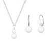 April Birth Pearl Snowman Pendant Necklace Jewellery Set Embellished with Premium Grade Austrian Crystal Pearls