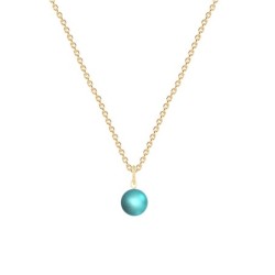 Gold Plated Premium Steel 2023 New Colour Iridescent Light Turquoise 8mm Simply Crystal Pearl Necklace (Made In Japan)