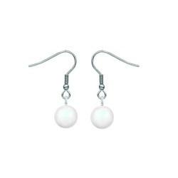 Pearlescent White Crystal Pearl Premium Steel Earrings Set Collection Embellished with Austrian Crystal Pearls