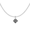 Silver Night Princess Cut Premium Grade Austrian Crystal Pendant Necklace And Dark Grey Pearl Earrings Jewellery Set