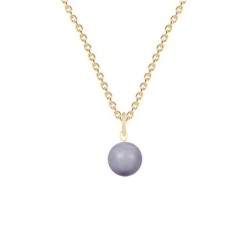 Gold Plated Premium Steel June Birthpearl Mauve 8mm Simply Crystal Pearl Necklace (Made In Japan)