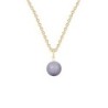 Gold Plated Premium Steel June Birthpearl Mauve 8mm Simply Crystal Pearl Necklace (Made In Japan)