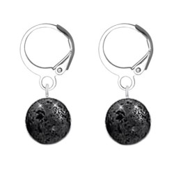 Premium Steel Hoop Natural 10mm Volcano Lava Bead Earrings