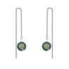 White Gold Plated May Birthpearl Scarabaeus Green Crystal Pearl Thread Dangling Earrings