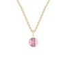 Gold Plated Premium Steel Antique Pink 8mm Globe Pendant Necklace Embellished with Premium Grade Austrian Crystal