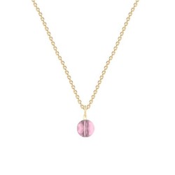 Gold Plated Premium Steel Antique Pink 8mm Globe Pendant Necklace Embellished with Premium Grade Austrian Crystal