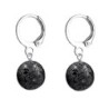 Premium Steel Hoop Natural 10mm Volcano Lava Bead Earrings