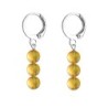 Premium Stainless Steel Hoop Metallic Sunshine Trilogy Globe Crystals Earrings (Made In Japan)