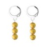 Premium Stainless Steel Hoop Metallic Sunshine Trilogy Globe Crystals Earrings (Made In Japan)