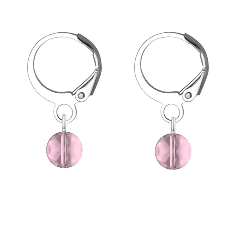 Premium Steel Hoop Antique Pink Dainty Crystal Earrings Embellished with Premium Grade Austrian Crystals