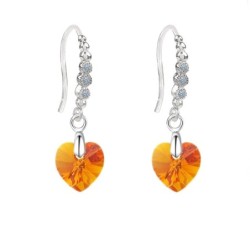 Limited Edition 18K White Gold Plated Luxurious Topaz Heart Crystal Earrings Embellished with Austrian Crystals