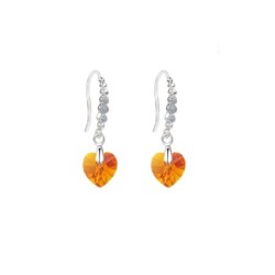 Limited Edition 18K White Gold Plated Luxurious Topaz Heart Crystal Earrings Embellished with Austrian Crystals