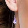 White Gold Plated Tanzanite Teardrop Crystal Thread Dangling Earrings Embellished with Premium Grade Austrian Crystals