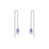 White Gold Plated Tanzanite Teardrop Crystal Thread Dangling Earrings Embellished with Premium Grade Austrian Crystals