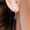 Premium Steel Hoop Natural Hematite Dainty Crystal Earrings