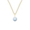 Gold Plated Premium Steel March Birthpearl Light Blue 8mm Simply Crystal Pearl Necklace (Made In Japan)