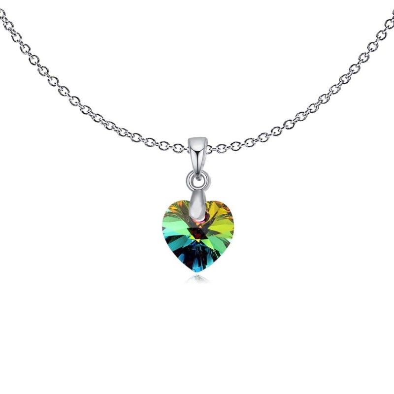 XILION Vitrail Medium Heart Dainty Pendant Necklace Embellished with Premium Grade Austrian Crystal