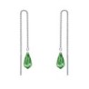 White Gold Plated Peridot Teardrop Crystal Thread Dangling Earrings Embellished with Premium Grade Austrian Crystals