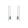 White Gold Plated Peridot Teardrop Crystal Thread Dangling Earrings Embellished with Premium Grade Austrian Crystals