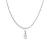 18k White Gold Plated AB Crystal Teardrop Pendant Ball Chain Necklace Embellished with Austrian Crystal