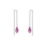 White Gold Plated Fuchsia Teardrop Crystal Thread Dangling Earrings Embellished with Premium Grade Austrian Crystals