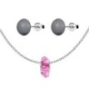 Rose Fortune Bead Premium Steel Necklace With Dark Grey Pearl Earrings Set Embellished with Austrian Crystals