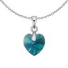 XILION Blue Zircon Heart Dainty Pendant Necklace Embellished with Premium Grade Austrian Crystal