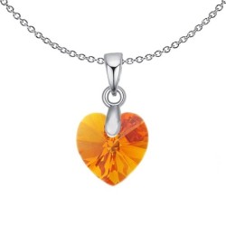 XILION Topaz Heart Dainty Pendant Necklace Embellished with Premium Grade Austrian Crystal