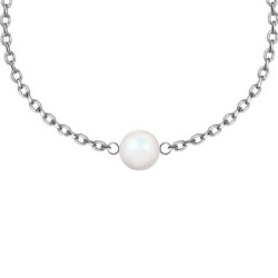 April Birth Month Premium Steel Bracelet With Earrings Set Embellished with Premium Grade Austrian Crystal Pearls