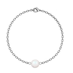 April Birth Month Premium Steel Bracelet With Earrings Set Embellished with Premium Grade Austrian Crystal Pearls