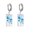 Crystal Aurora Borealis Urban 18K White Gold Plated Hoop Earrings Embellished with Premium Grade Austrian Crystals